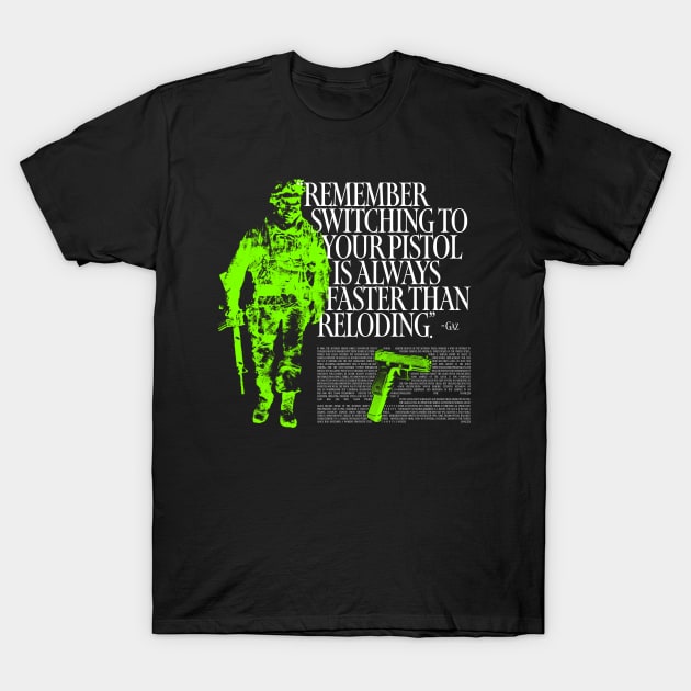 Switching To Your Pistol Is Always Faster Than Reloading T-Shirt by Mrmera